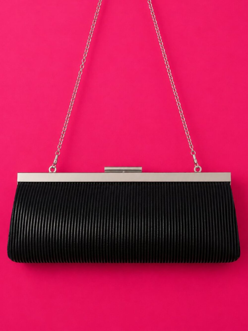 Vintage Calvin Klein Black Textured Clutch Bag with Convertible Chain Strap